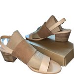 Lucky Brand  Gewel Nubuck Cobblestone Leather Block Heel Slingback Sandals size 9 Photo 2