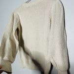 LOUNA Ivory Embroidered Puff Sleeve Floral Chunky Knit Sweater Size Small Photo 4