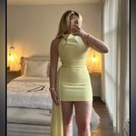 House Of CB  'Marla' Lemon Halter Mini Dress NWOT‎ size L Photo 2