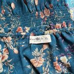 Natural Life  Eloise Teal Blue Floral Smocked Tie Strap Tank Top Photo 4