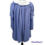 Dizzy Lizzy Blue Ruffle Off Shoulder Embroidered Dress Size M Photo 1