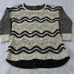 BKE  Boutique Black/Gold Womens Small Sweater  3/4 Sleeve Fisherman Knit Pullover Photo 9