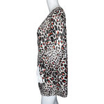 Rebecca Malone Blouse Womens 2X White Red Cheetah Print Leopard Office Casual Photo 2