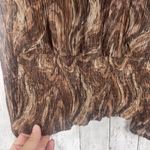 Joie ‎ Top Women L Brown Marble Print Smocked Blouse Sheer Sleeve Fairy Ethereal Photo 2