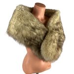 Genuine Blue Fox Fur shawl stole collar wrap scarf Brown Photo 4