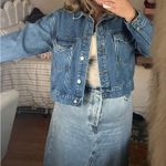JustFab Blue Denim Jacket cropped style fit and oversized western vintage style jean jacket  Photo 0