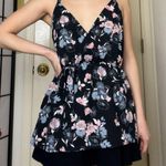 Lily White Black Floral Flower Pattern Tank-Top Blouse |  Photo 0