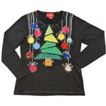 VTG Jack b.Quick beaded sequin gaudy maximalist christmas tree sweater bright M Black Size M Photo 3