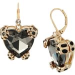 Betsey Johnson  Leopard Heart Drop Earrings Gold Black Photo 1