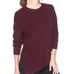 Athleta Silk Blend Rest Day Asymmetrical Hem Crewneck Sweater Burgundy Sz Medium Photo 0