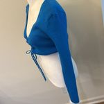 ZARA NWT  Blue Ruched Cut Out Knit Top Photo 3