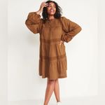 Old Navy  Burnt Orange Pintucked Mini Eyelet Swing Dress Photo 1