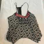 American Rag Black/White Floral Tribal Handkerchief Hem Tank M Southwestern Boho Photo 3