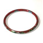 American Vintage Vintage Cloisonné Bangle Bracelet 7.5" Red Silver Blue Pink Green Ladies Jewelry Photo 2