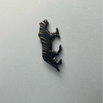 Vintage Tiger Panther Pin Brooch for shirt or scarf. Black Gold Photo 2