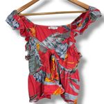 Patrons of Peace Tropical Print Ruffled Tank Photo 1