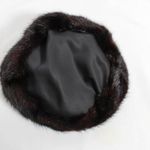 Vintage 1960s Black Sateen & Mink Fur Pillbox Hat Glamorous Old Hollywood Style Photo 3