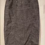 BCX  Size 1 Gray High Waisted Pencil Skirt Sailor Button Detail Zip Back Fitted Photo 0
