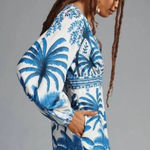 Farm Rio  Anthropologie Long Sleeve Printed Romper Nautical Cottagecore Boho Sm Photo 0