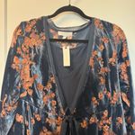 Anthropologie NWT  Ari + Ali Enya Velvet Burnout Wrap Dress Top Tunic Dark Floral Photo 2