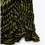 ZARA NWT Animal Print High Waisted Ruched Mini Skirt Green Small Photo 3