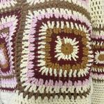 MINKPINK Norah Crochet Pattern Knit Sweater Cropped Crew Neck Large Cotton Blend Photo 5