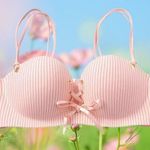 Awesome cute pink pinstriped lace front bra. New Size undefined Photo 0