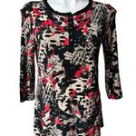 Laura Ashley  3/4 Sleeve Henley Snap Button Top, Sz S Photo 0