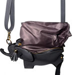 Grey elephant shoulder bag with silver hardware Black Photo 3