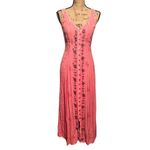 Mamta Vtg Momta Pink Button Down Rayon Pagan Sleeveless Women’s Dress size One Size Photo 9