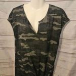Lucky Brand Camo T-Shirt V-Neck Black & Gray Tie Knot Lightweight Size M Photo 0