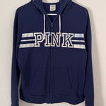 PINK - Victoria's Secret Size L Victoria’s Secret PINK Navy Full Zip Hoodie Shimmer Logo Photo 0
