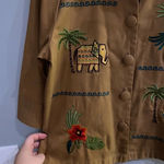 Breckenridge  Petite  Medium Top Jacket Embroidered Button Blazer Jungle Animal Photo 3
