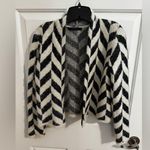 August Silk  Chevron Eyelash Open Cardigan Bolero White Black Size M Photo 1