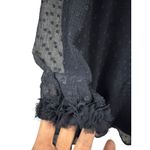 ZARA BASIC COLLECTION Navy Sheer Dot Ruffle Neck Long Sleeve Mini Dress Women XS Blue Photo 2