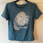 MTV Music Television Women’s Blue Palm‎ Leaf T Shirt Size XS Photo 0