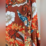 Coco Bianco Medium Scoop Neck Bell Sleeve Flared Sleeve Top Multicolor Paisley Brown Photo 4