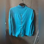 Nike  Dri-FIT Teal Long Sleeve Top With Zipper on Back Photo 3