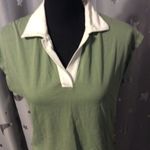Madewell Green Collar Soft Top Size Small S womens Polo Tee V Neck Photo 0
