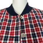 Liz Claiborne Vintage Liz Golf Red Blue White Plaid Bomber Jacket Size Medium Photo 1
