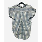 Thread & Supply Button Down Denim Style Shirt Plaid Short Sleeve Blue Size S Photo 1