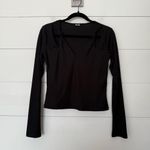 Miss Me Women’s Large Black Ribbed Longsleeve Top Blouse Photo 0