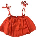 Love, Fire  Women’s Red Hibiscus Linen Bandeau Crop Top Size Small NWT Photo 1