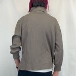 Gap Women's Waffle Knit Turtleneck Shirt M Med Medium Taupe Brown Side Slit Boxy Photo 1