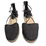 Eileen Fisher Black Nubuck Leather Lace-Up Back Zip Espadrille Sandals Sz 9.5 Photo 2
