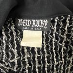 New Ruby Y2K Tie Front Open Vest Size Large Textured Sheer Pattern Black White Photo 12