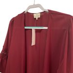 NWT Ember‎ Kimono Duster Cardigan Bell Sleeve Lace Trim Burgundy XL Red Photo 4