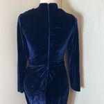 Velvet Rhinestone Cutout Maxi Dress | Navy Blue Long Sleeve Formal Gown Size S Photo 5