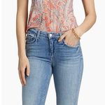 L'Agence Ressi Short-Sleeve Crewneck Tee Orange Light Blue Paisley Photo 0