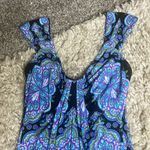 Maggy London Maggy L blue purple printed v neck plunging dress size 4 Photo 2